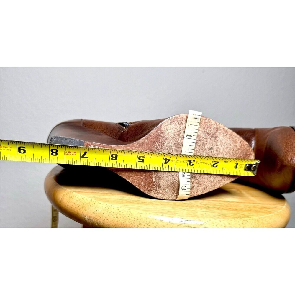 Coach Melody Leather Wedge Ankle Boots Brown Almond Toe Zip Size 7B - Picture 11 of 14